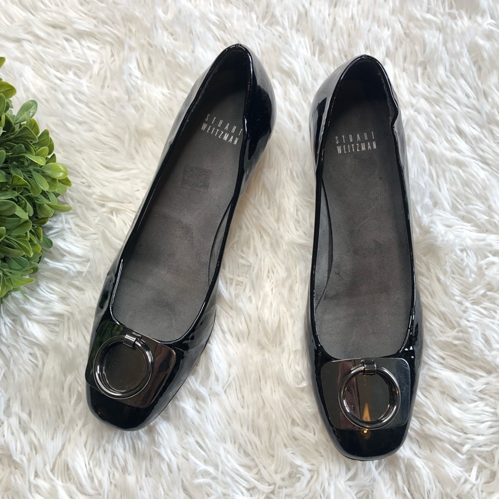 Stuart Weitzman Serina black patent pumps KK